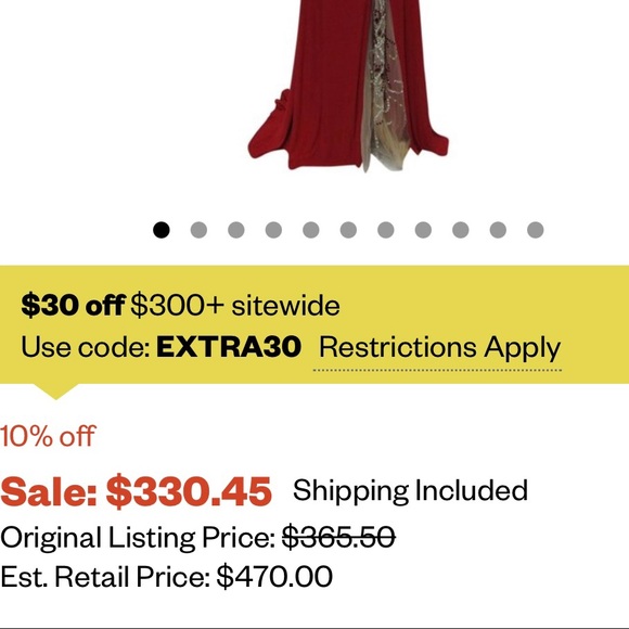 Party Time Formals - Red long Evening Prom gown rhinestones with train - Picture 7 of 12